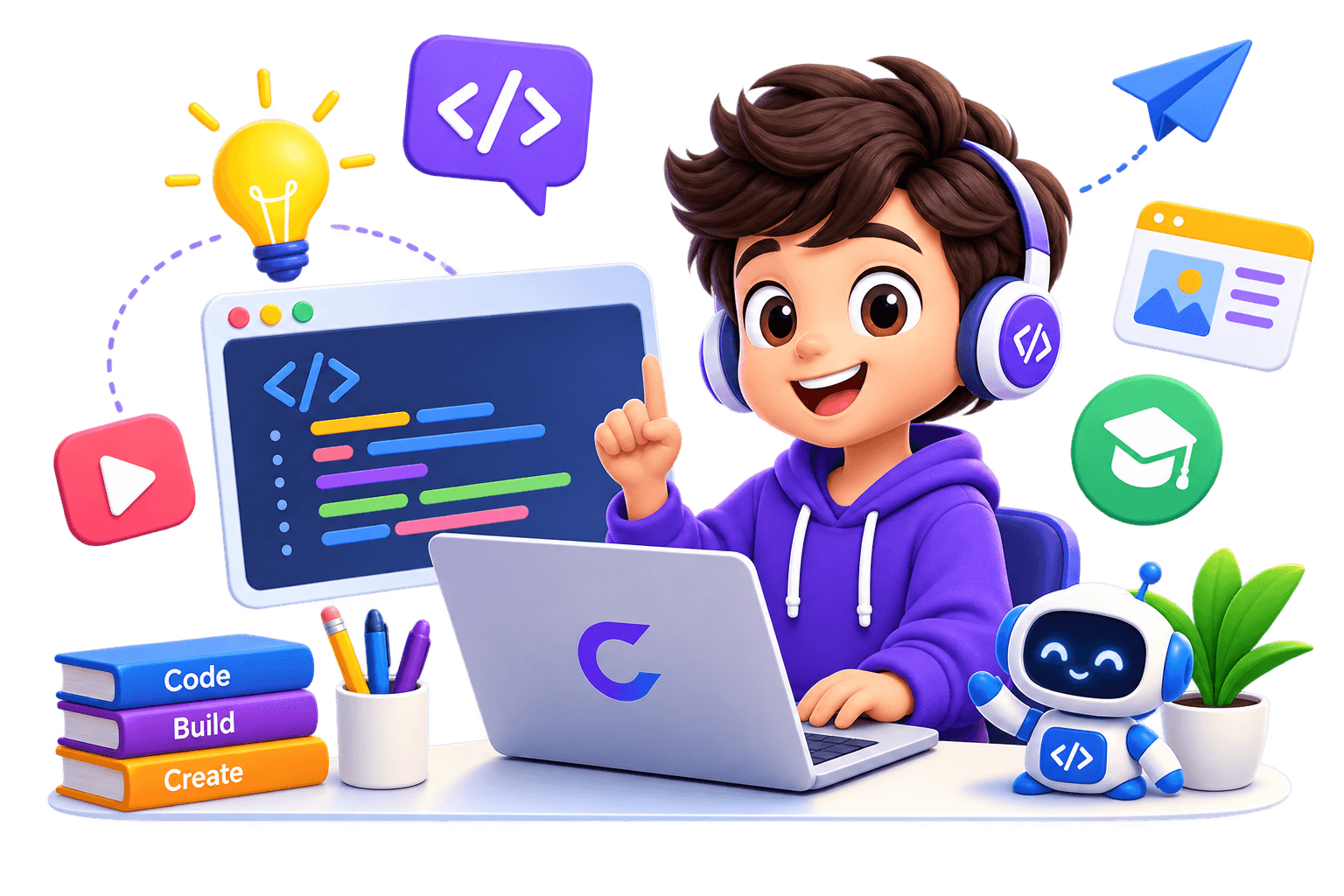 Students learning together through interactive computer science lessons